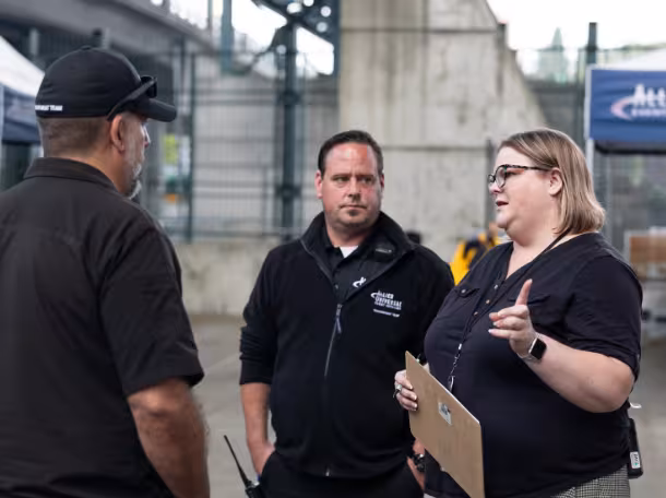 3 security guards in black uniform 