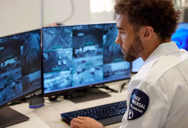 a guard looking at the screen