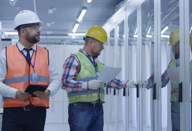 people working at data center